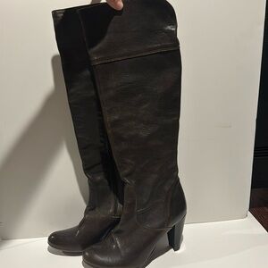 Italian Chocolate Leather Tall Boots Size 39
